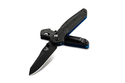 Benchmade Mini Osborne 3" Folding Knife w/ Black Handle & Blue Base Layer
