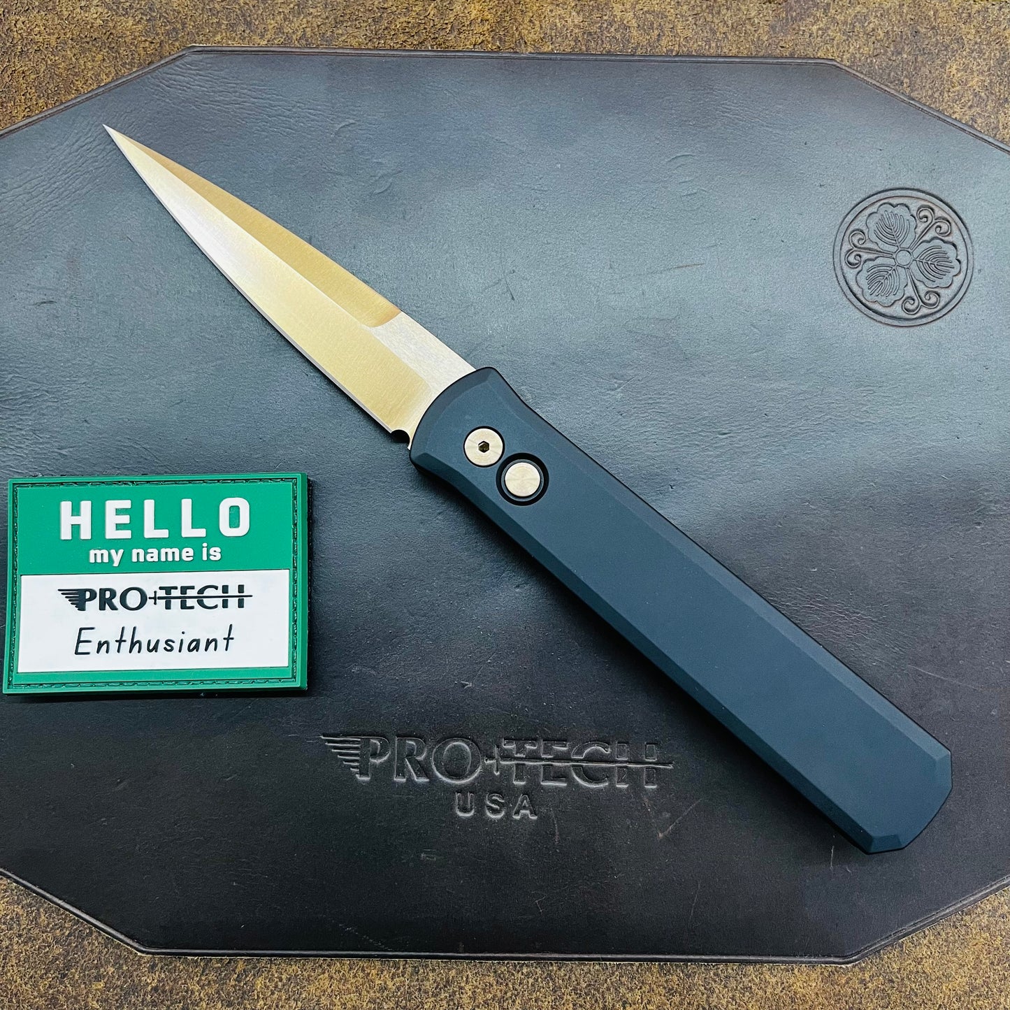 Pro-Tech Godfather 4" Auto w/ Rose Gold Blade & Black Aluminum Handle