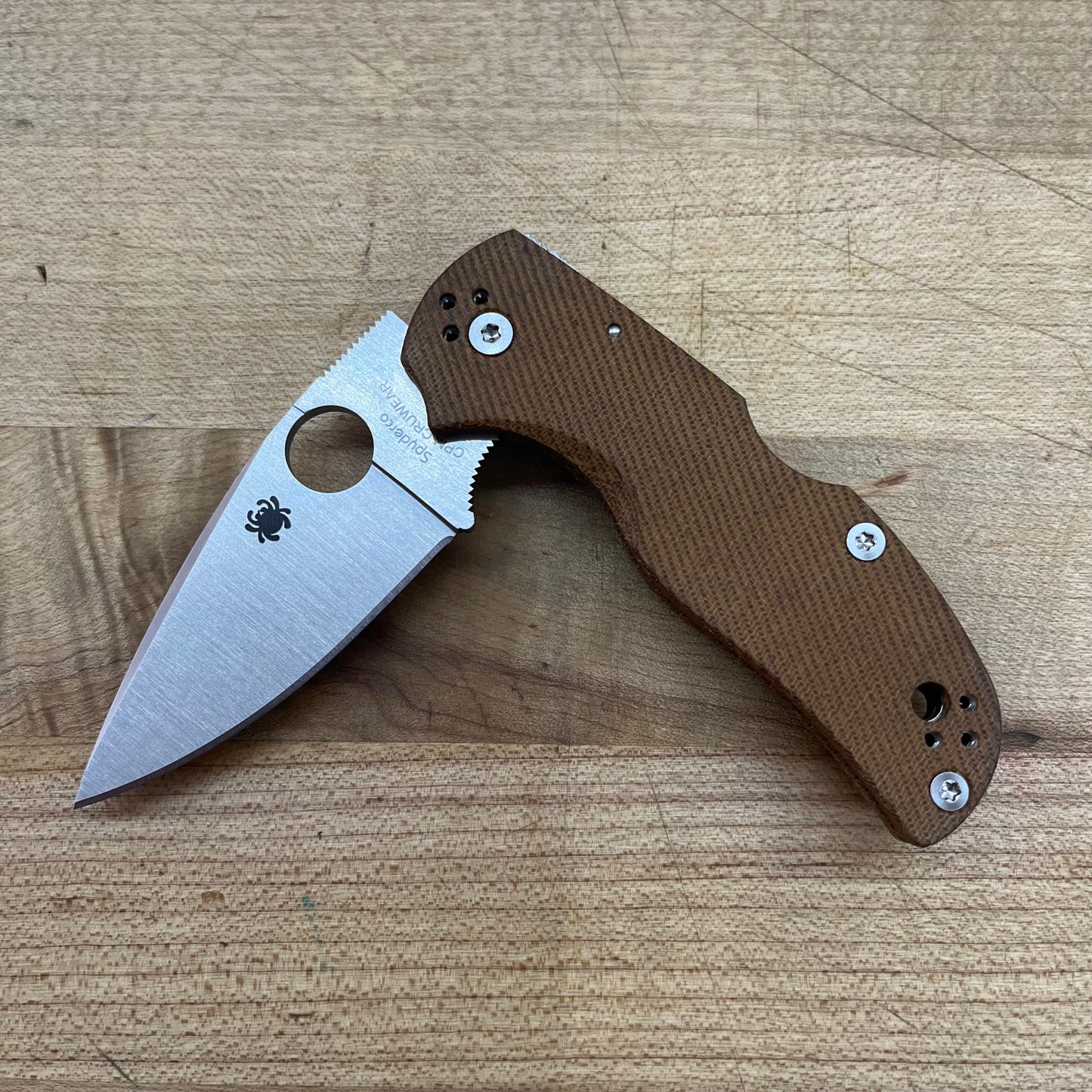 Spyderco Native 5 2.5" Folding Knife w/ Brown Canvas Micarta