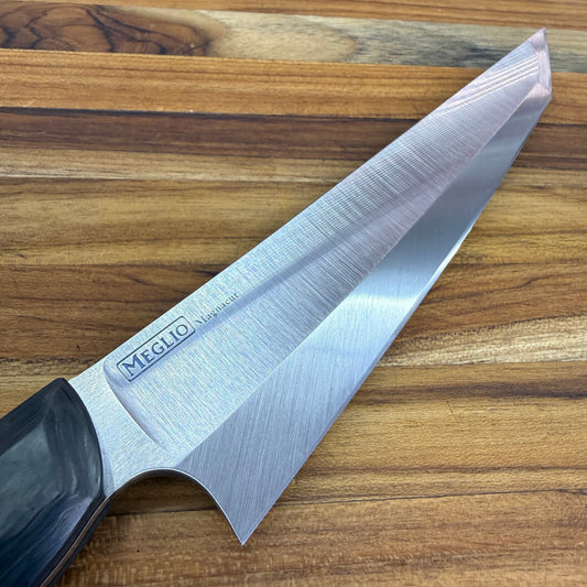 Meglio Blade Show Custom 7" Satin Sakimaru Honesuki w/ S-Grind & Carbon Fiber Handle
