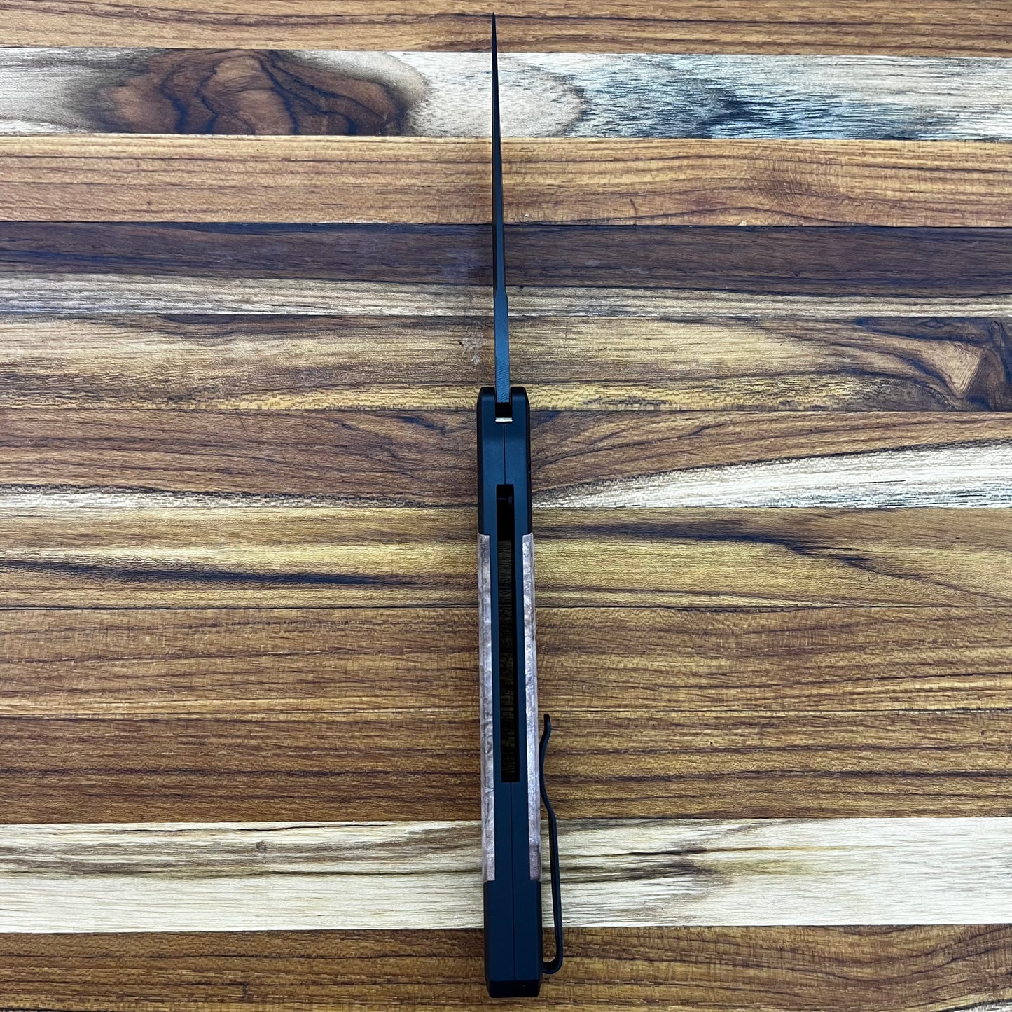 Pro-Tech Godfather 4" Auto w/ Black Aluminum Handle & Maple Burl Wood Inlay