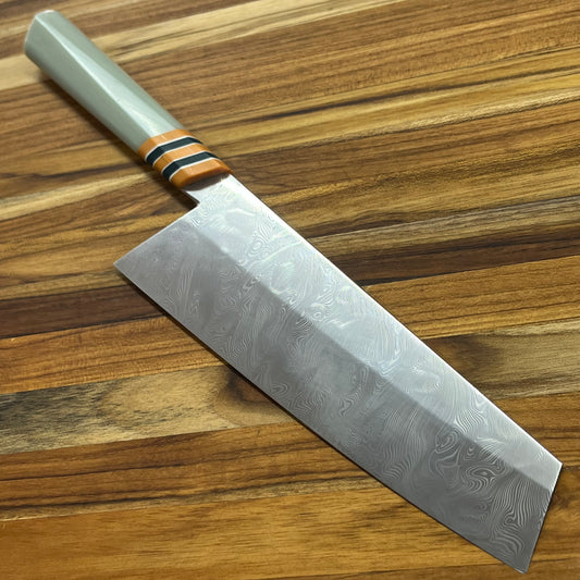 3rd Hill Customs 145mm (6") Damasteel Bunka w/ Sage Resin Handle