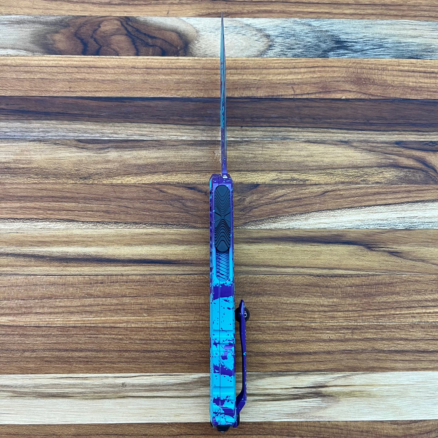 Microtech Signature Series Cypher II D/E 3.5" OTF w/ Baja/Purple Splatter Aluminum Handle