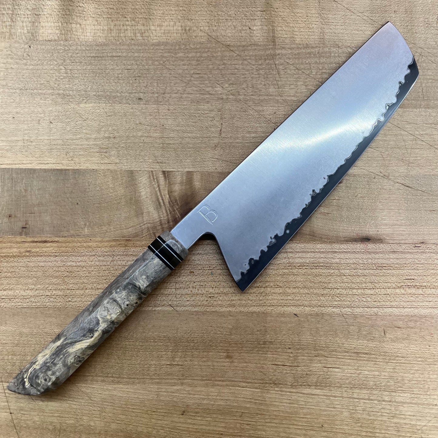 Baldwin Blades 210mm (8.25") Nakiri w/ Buckeye Burl Handle