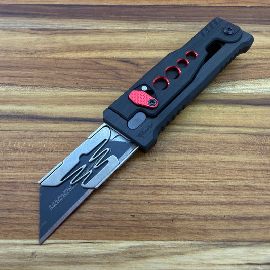 Reate Exo-U Gravity 2.5" Utility Knife w/ Black Handle & Red Speedhole