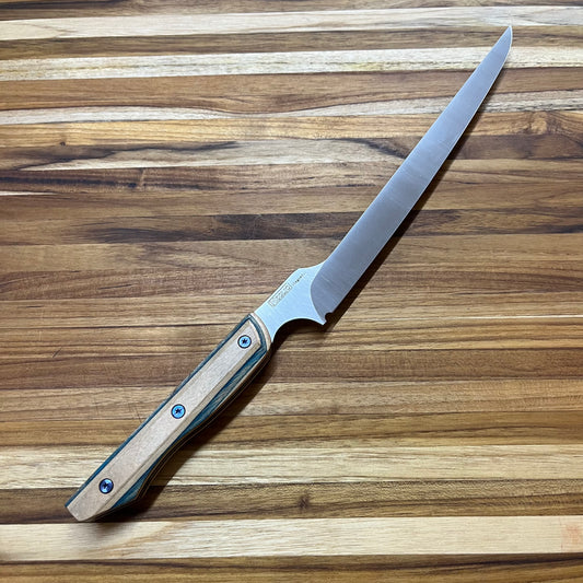 Meglio Semi-Custom 8" Satin Offset Fillet Knife w/ Skateboard Deck Handle