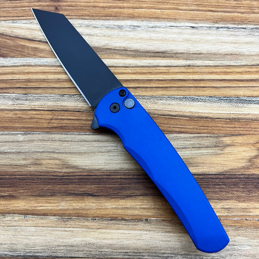 Pro-Tech Malibu 3.25" Flipping Knife w/ DLC Blade and Blue Aluminum Handle
