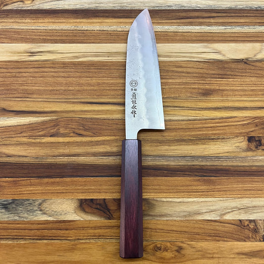 Kikuichi *LIMITED EDITION* Ginsan Nashiji 165mm (6.5") Santoku w/ Red Lacquer Oak Handle