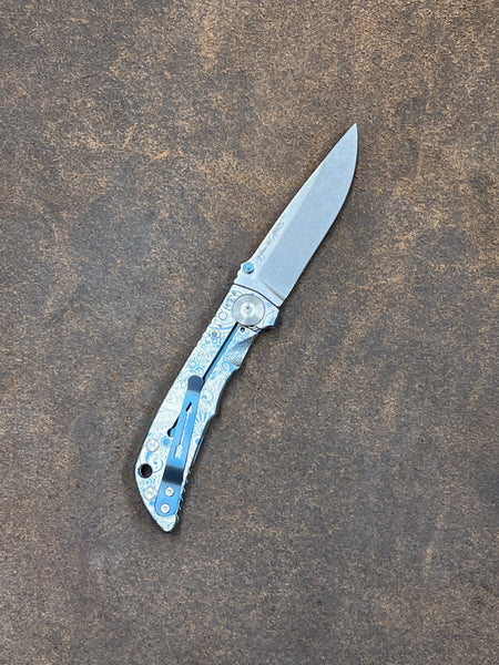 Spartan Blades SHF Custom 3.25" Folder Blue/Silver Paisley