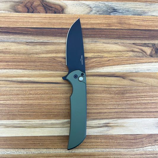 Pro-Tech Mordax 3.5" Flipping Knife w/ Black DLC Blade & Green Aluminum Handle