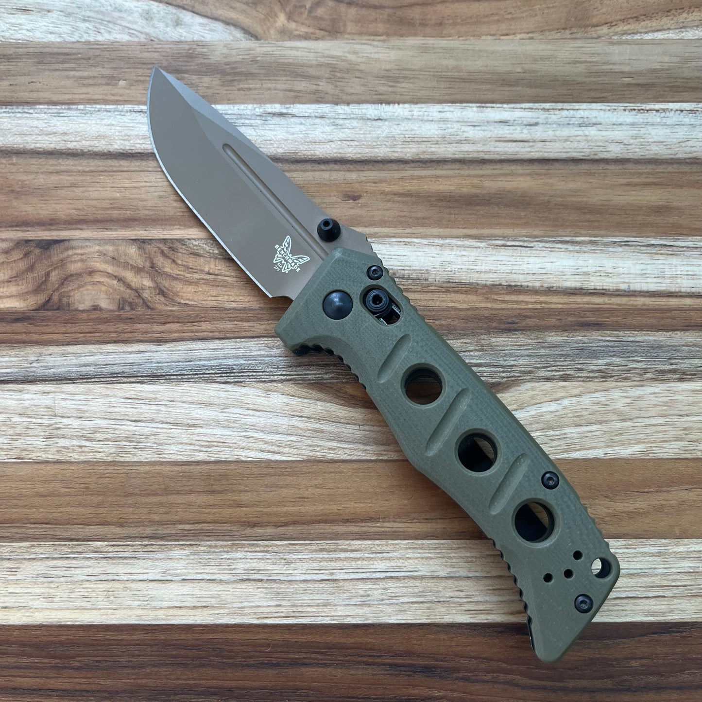 Benchmade Mini Adamas 3.25" Folding Knife w/ OD Green G10 Handle