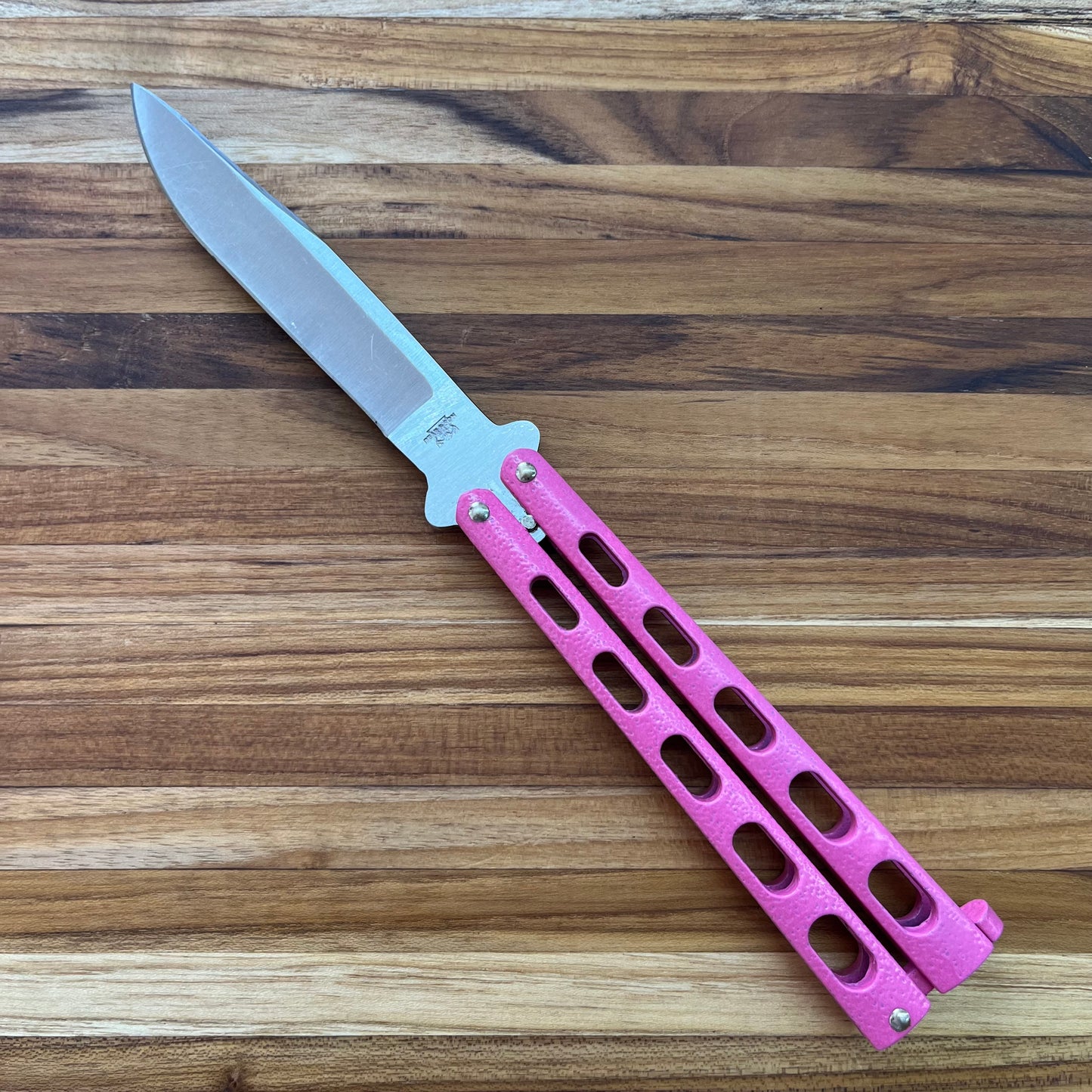 Bear & Son 3.5" Butterfly Knife w/ Pink Zinc Handle