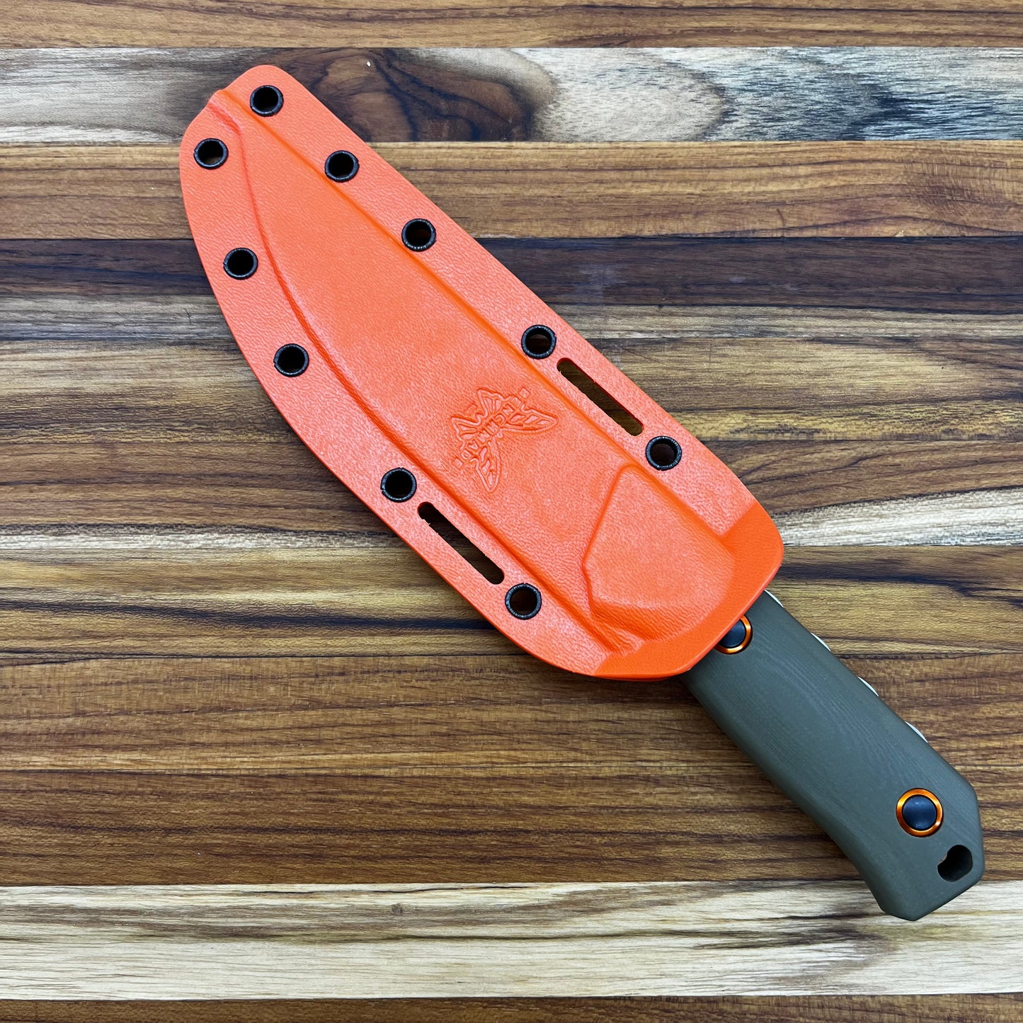 Benchmade Raghorn 4" Fixed Blade w/ OD Green G10 Handle & Orange Bolarton Sheath