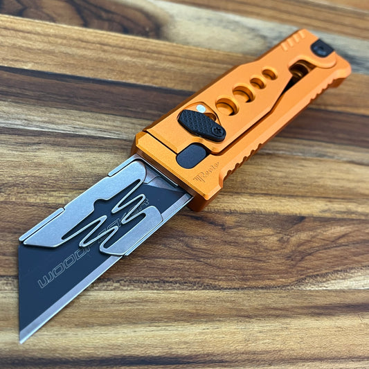 Reate Exo-U Gravity 2.5" Utility Knife w/ Orange Speedhole Handle