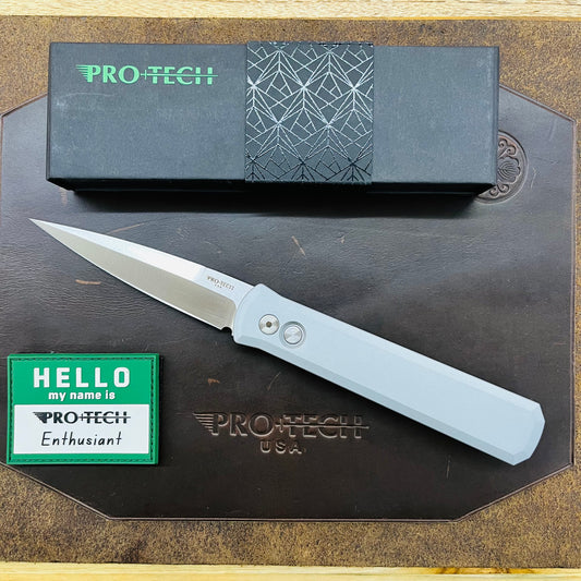 Pro-Tech Godfather 4" Satin Auto w/ Satin & Grey Handle