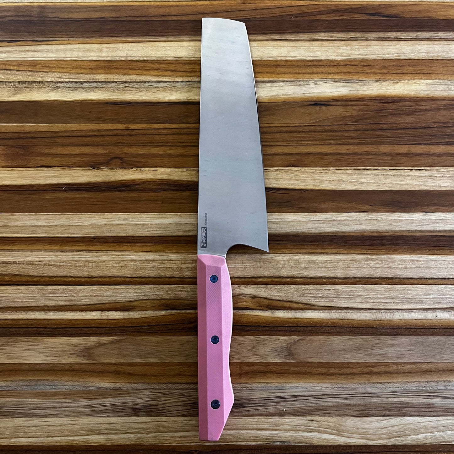 Meglio Production 8" Satin Nakiri w/ Pink G10 Handle