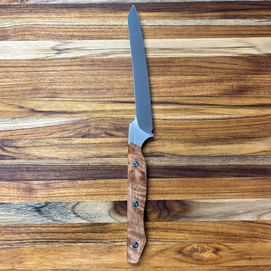 Meglio Semi-Custom 6" Satin Offset Boning Knife w/ Maple Handle