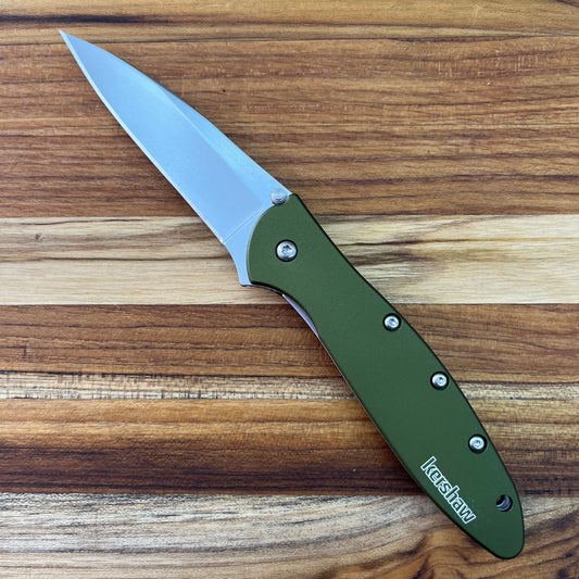 Kershaw Leek 3" Flipping Knife w/ Olive Aluminum Handle