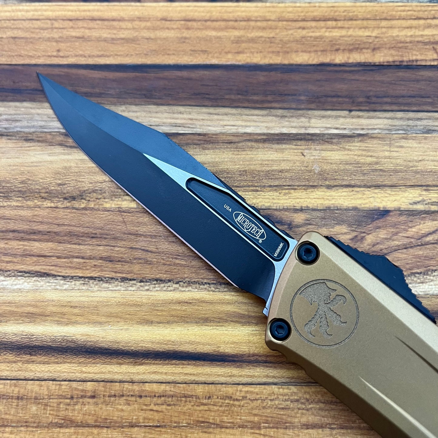 Microtech Combat Troodon Gen III Bowie 4" OTF w/ Tan Aluminum Handle