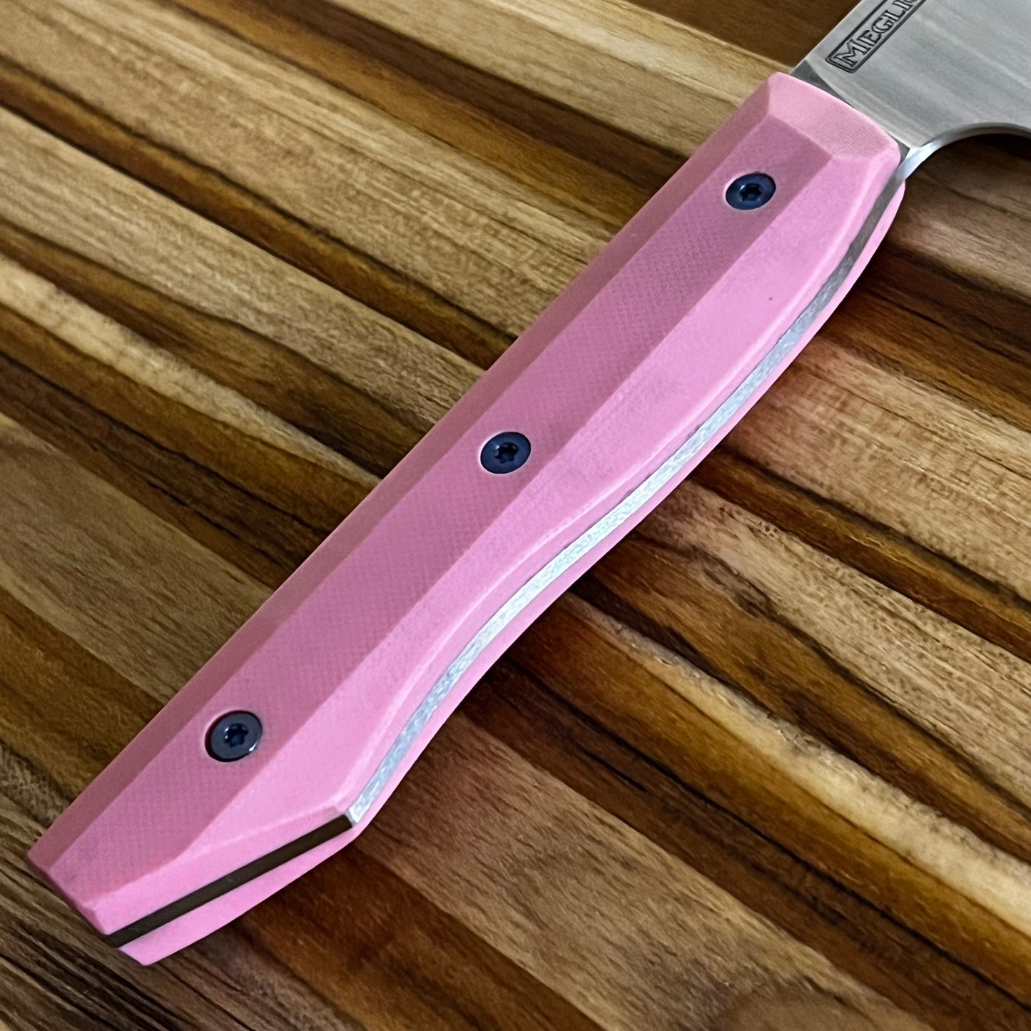 Meglio Production 8" Satin Nakiri w/ Pink G10 Handle