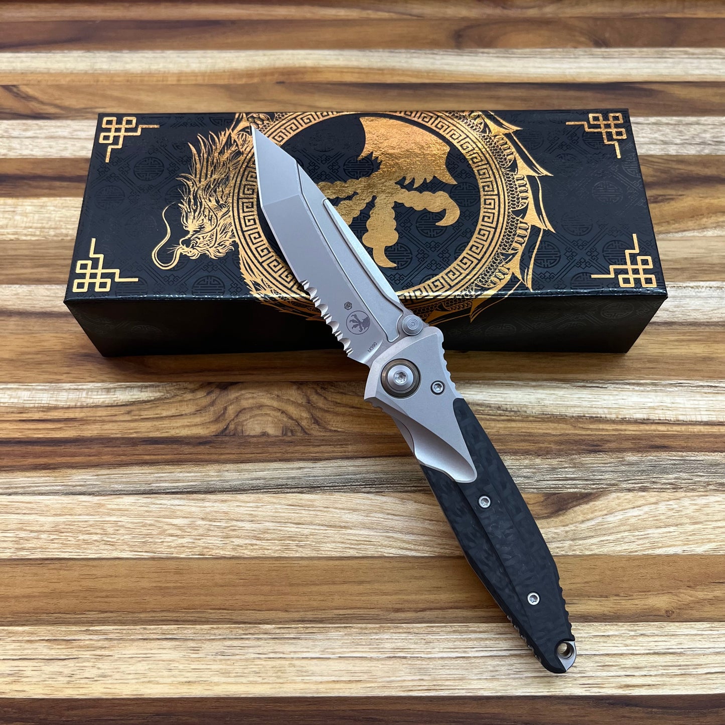 Microtech Socom Bravo Mini T/E 3.5" Bead Blast P/S Folding Knife w/ TI Pivot & Titanium/Carbon Fiber Handle