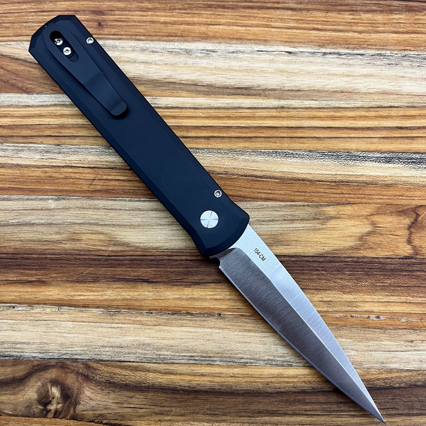 Pro-Tech Godfather 4" Auto w/ Black Aluminum Handle & Pearl Button