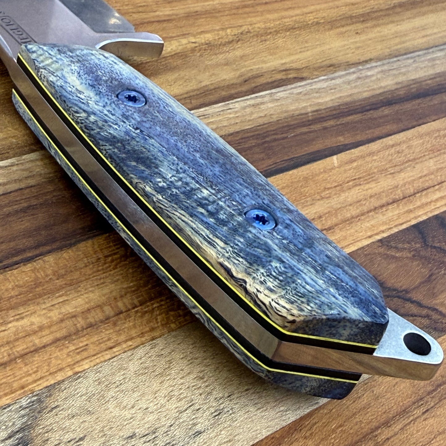 Meglio Blade Show Semi-Custom H-Series 4" Outdoor Kitchen Knife w/ Blue Primavera Handle