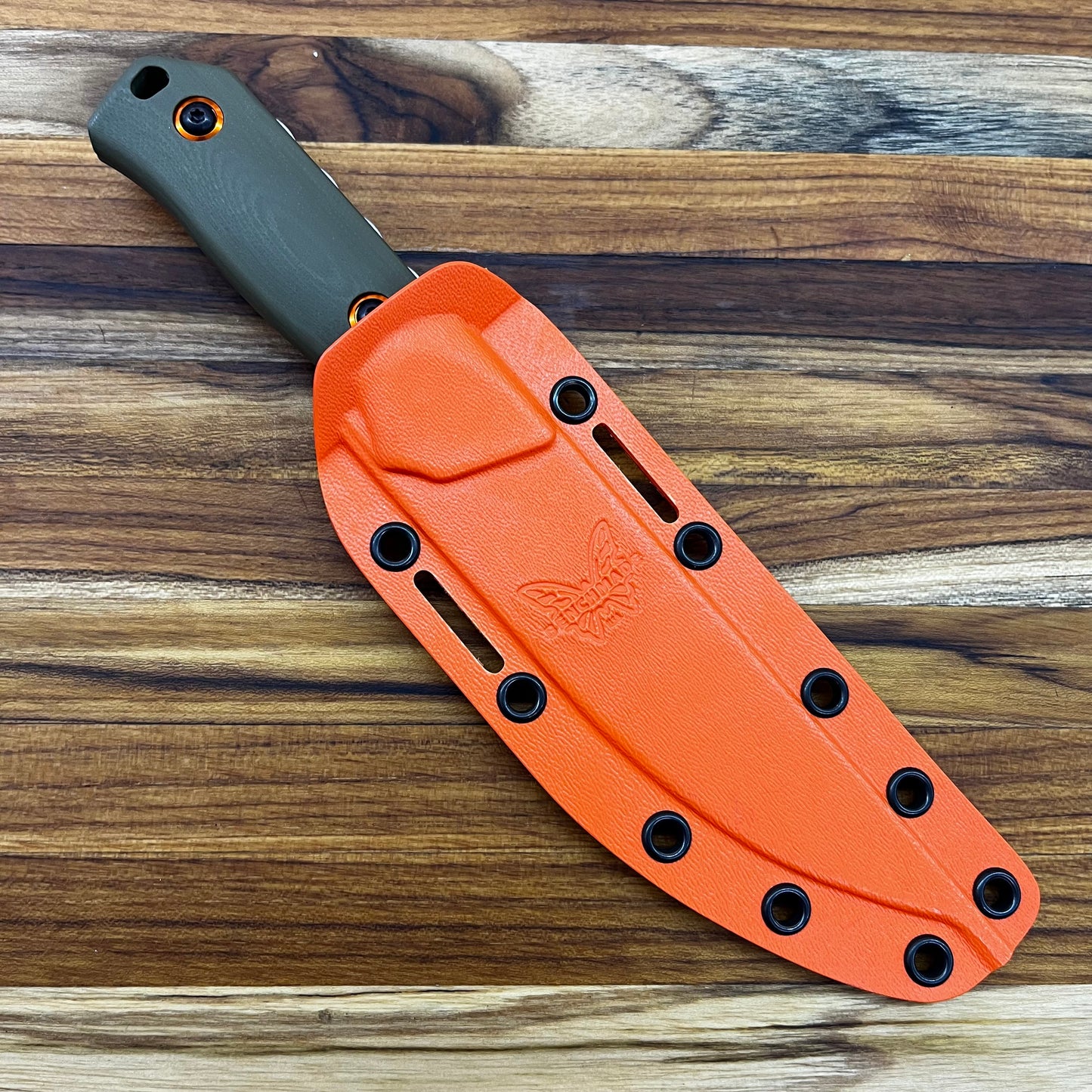 Benchmade Raghorn 4" Fixed Blade w/ OD Green G10 Handle & Orange Bolarton Sheath