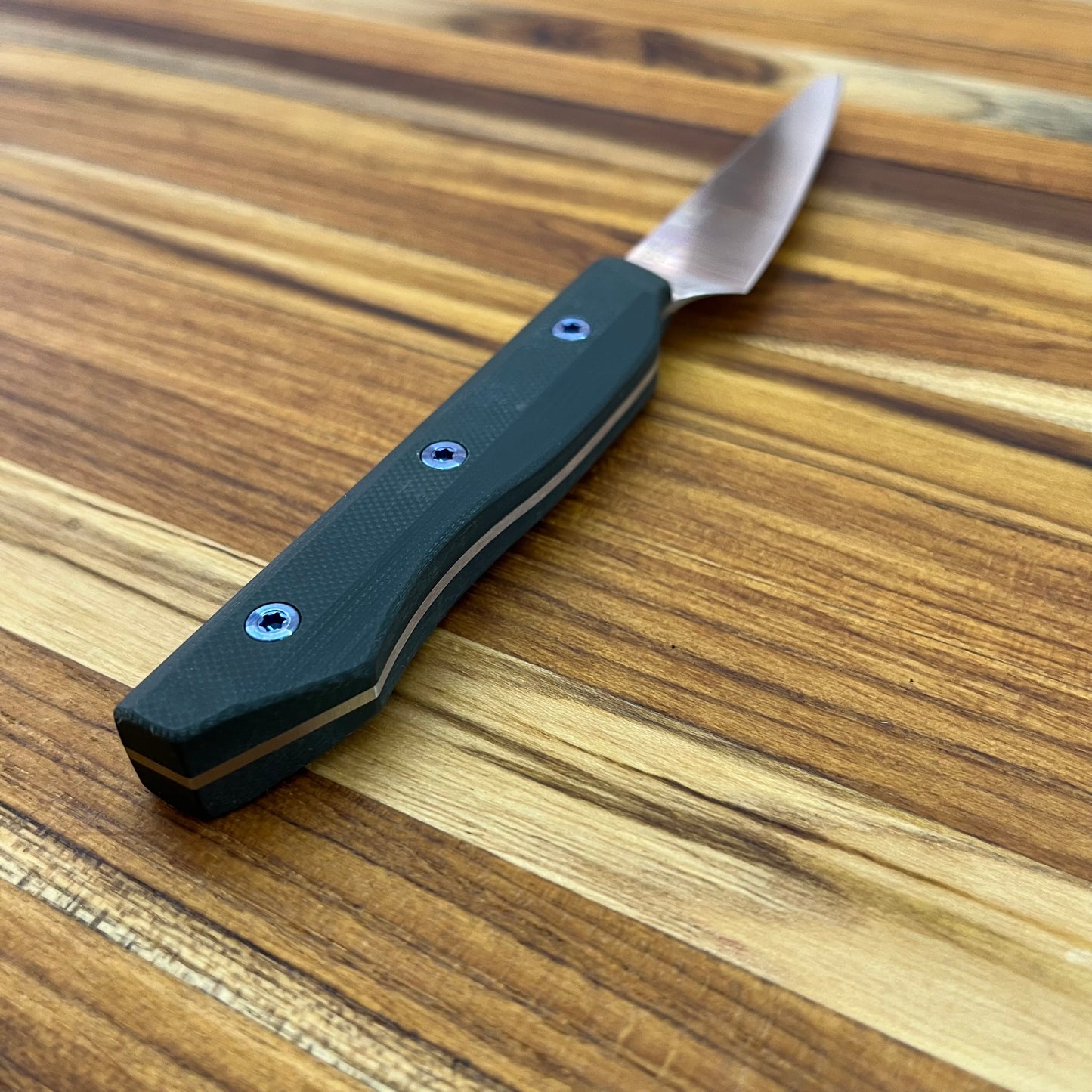 Meglio Production 3.75" Satin Paring Knife w/ Deep Teal G10 Handle