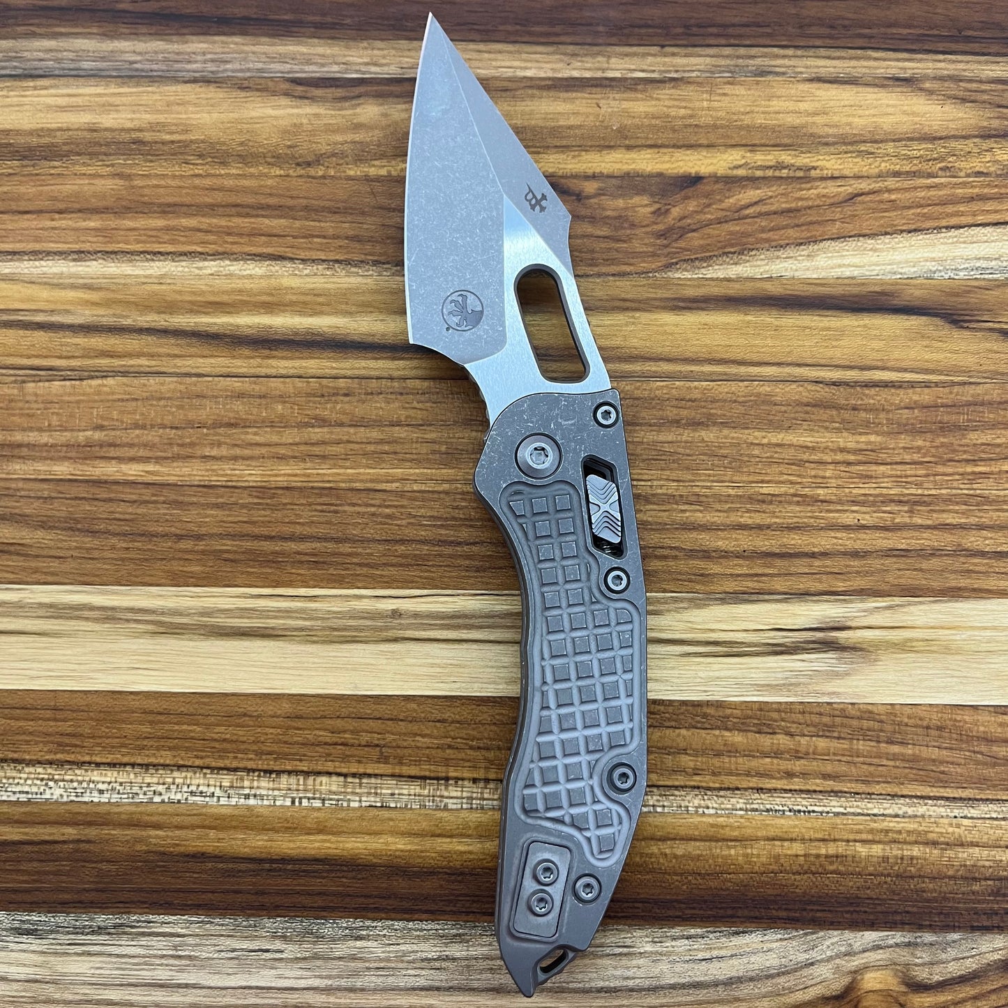 Microtech Marfione Select Stitch 3.5" Folding Knife w/ RAM-LOK & Frag Titanium Handle
