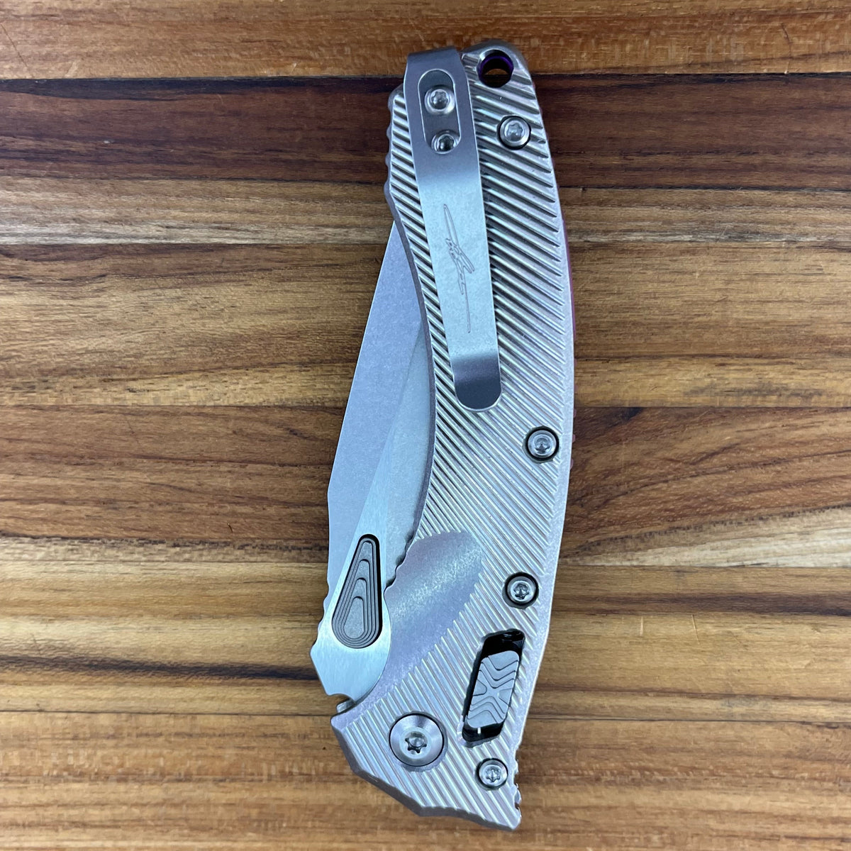 Microtech Marfione Select Amphibian Mini 3.25" Folding Knife w/ RAM-LOK & Purple Accented Titanium Handle