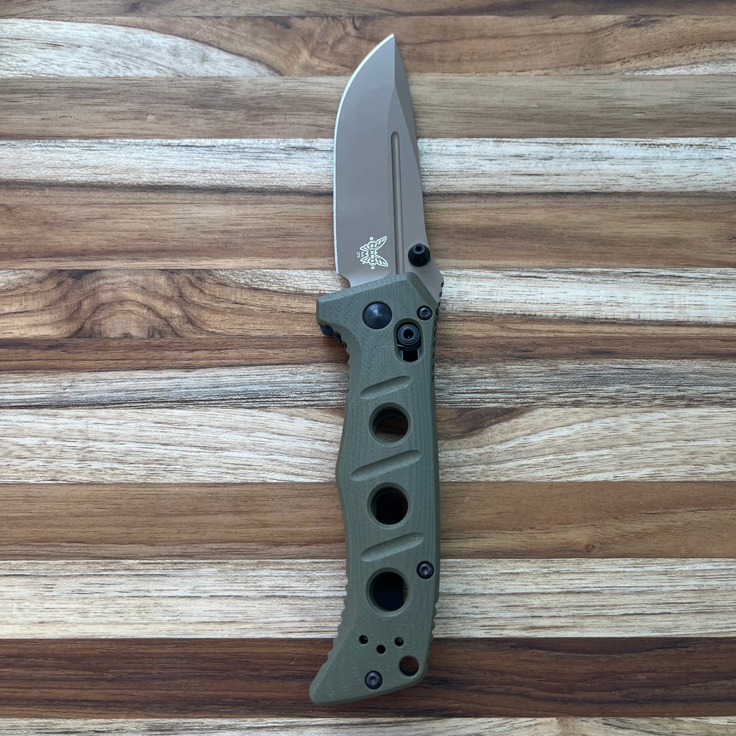 Benchmade Mini Adamas 3.25" Folding Knife w/ OD Green G10 Handle