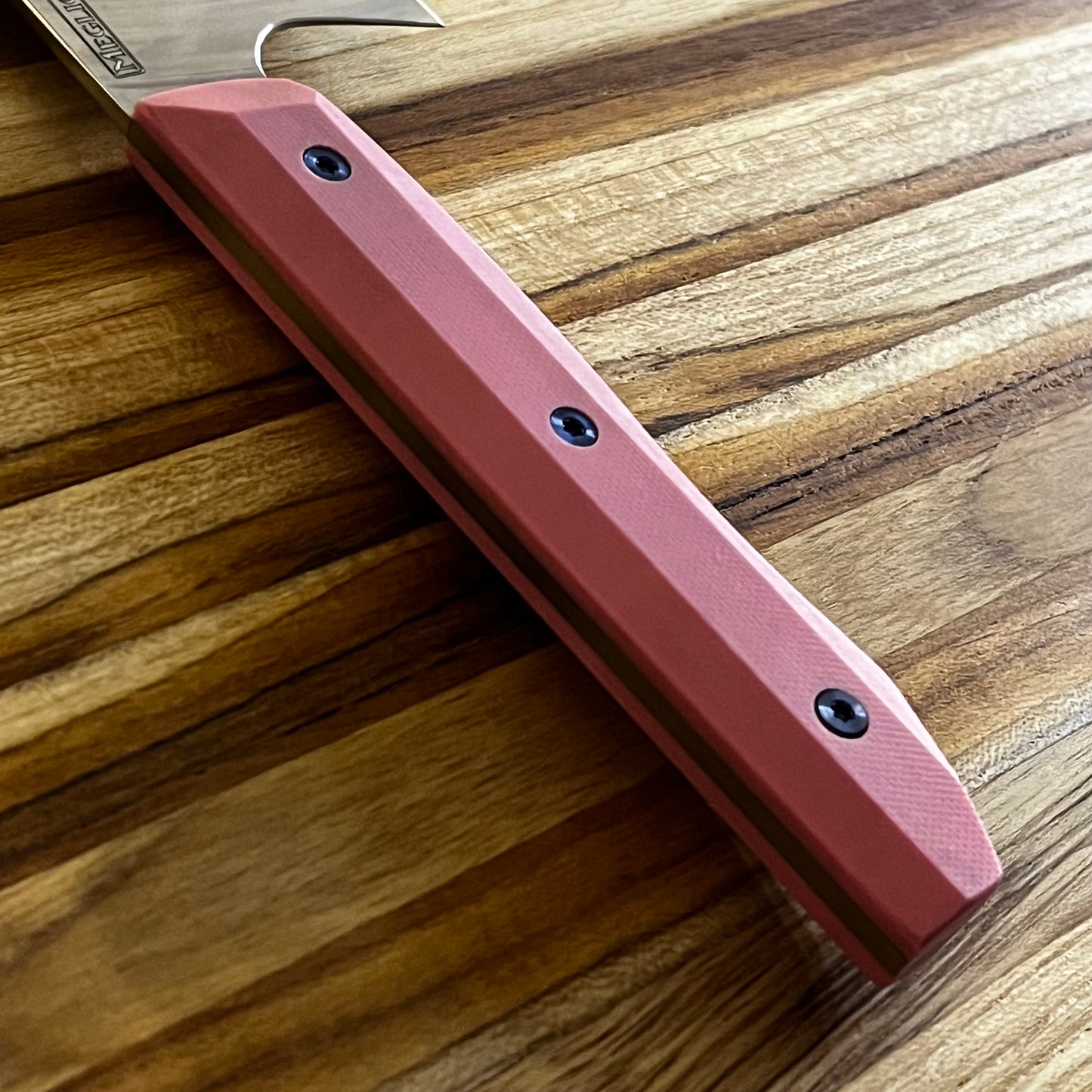 Meglio Production 8" Satin Nakiri w/ Pink G10 Handle
