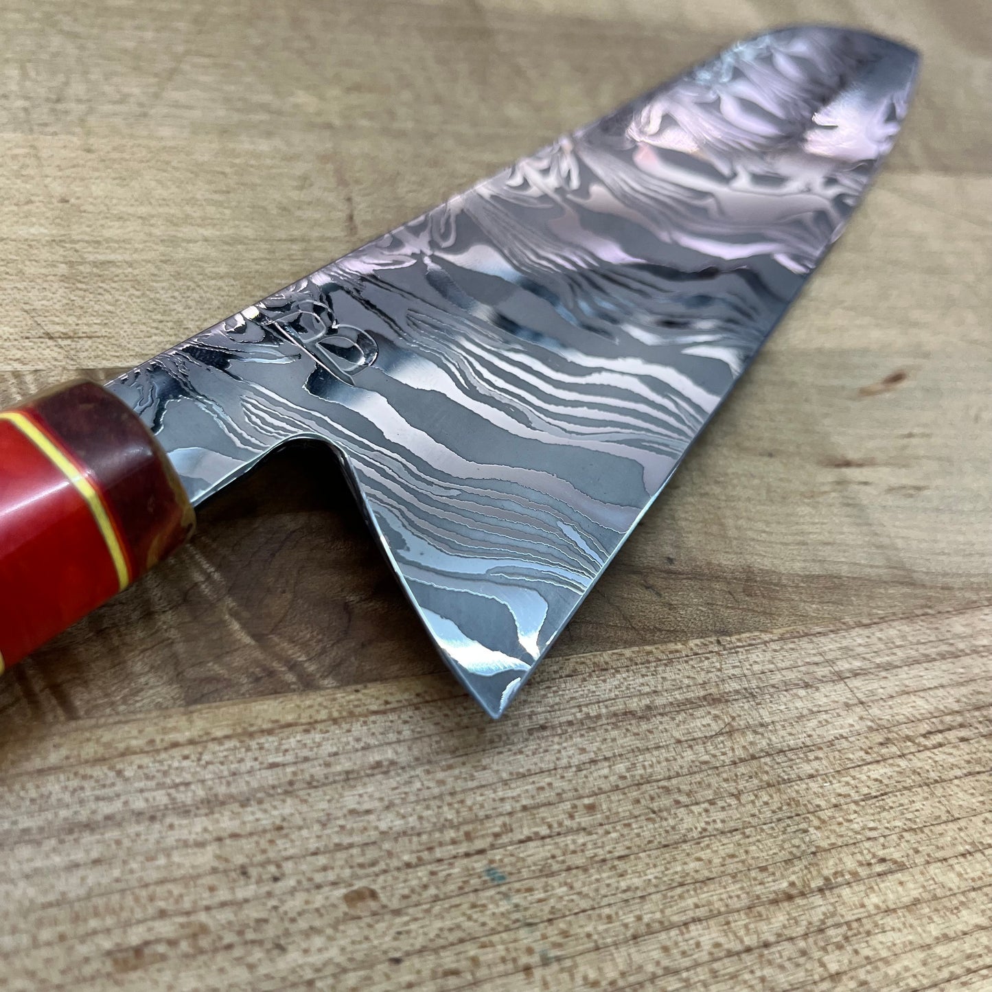 Baldwin Blades 210mm (8.25") Gyuto w/ Red & Orange Maple Burl Handle