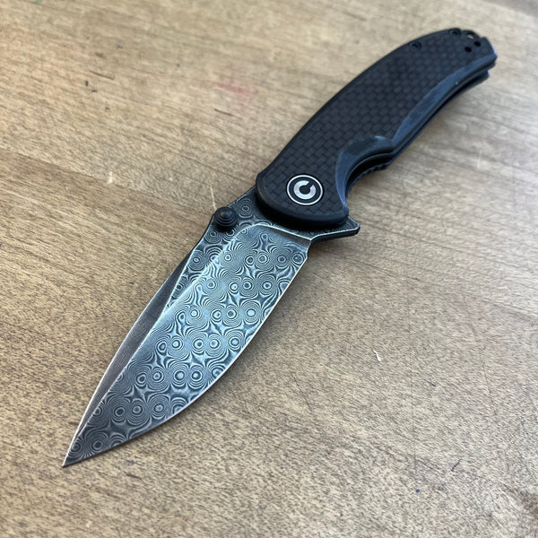 Civivi Pintail 2.97" Damascus Flipper Knife w/ Carbon Fiber & G10 Handle