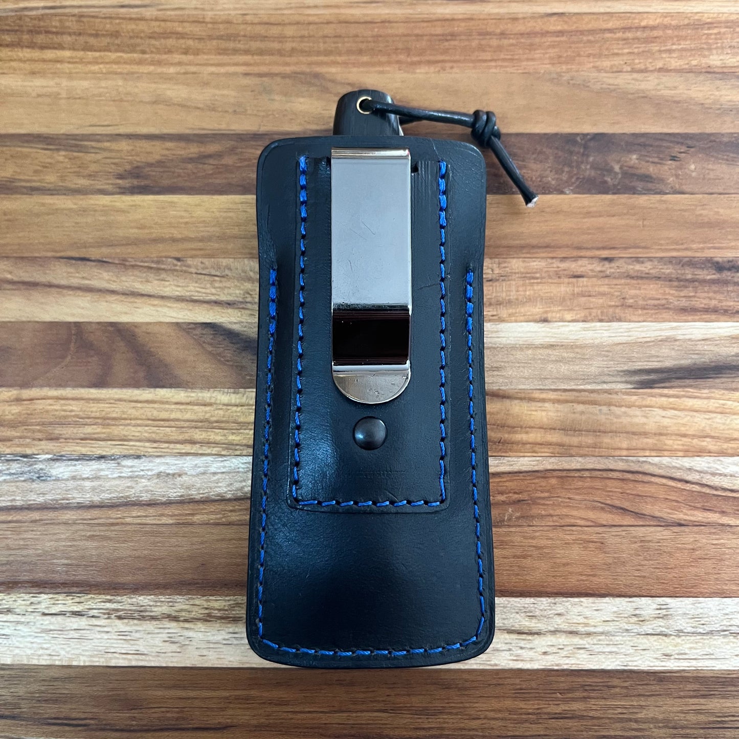 Le Morta Small Leather Sheath w/ Blue Stitching