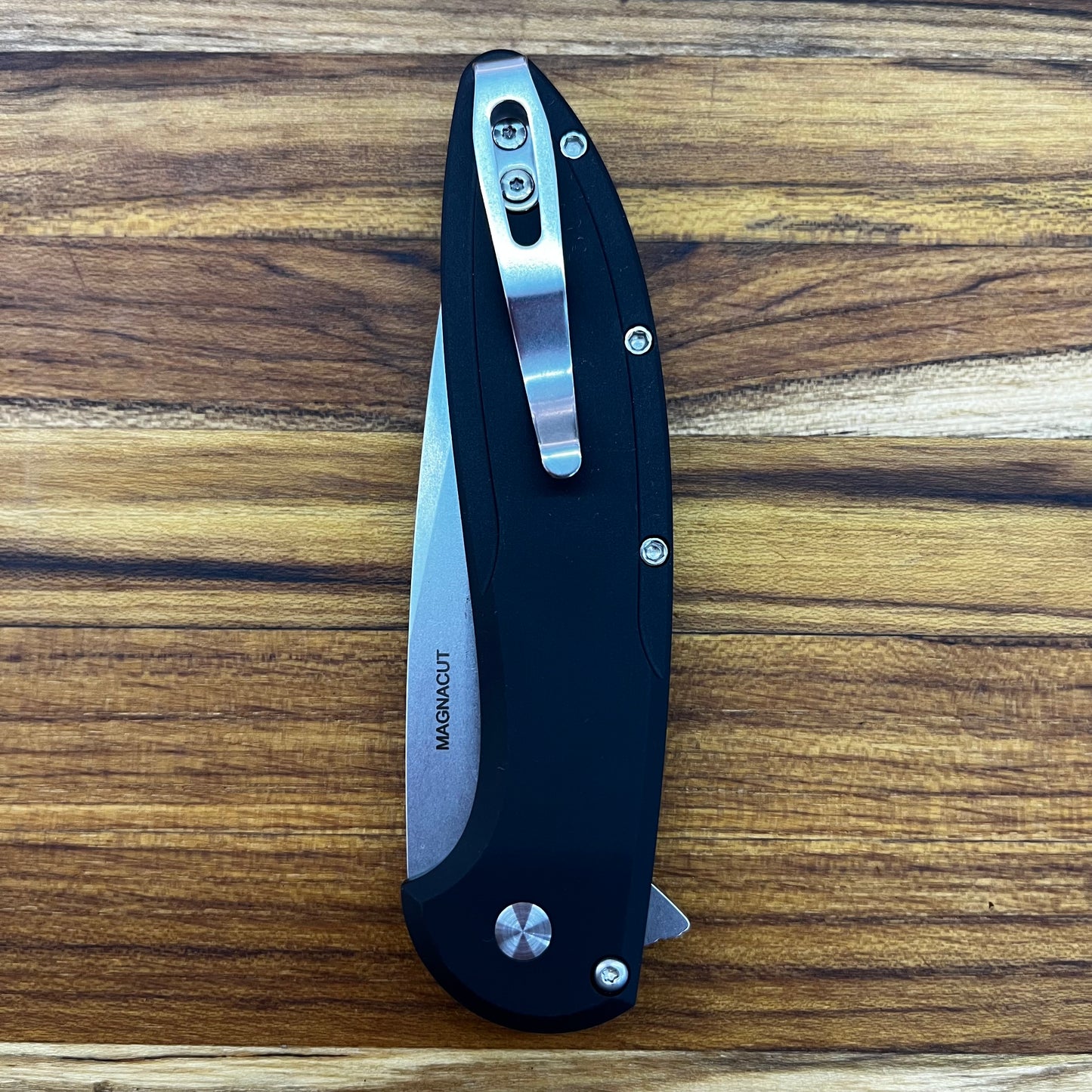 Pro-Tech *Limited Edition* Cambria Flipper 3.5" Folding Knife w/ Black Lip Pearl on Black Aluminum & TechnoCarbo Red Inlay