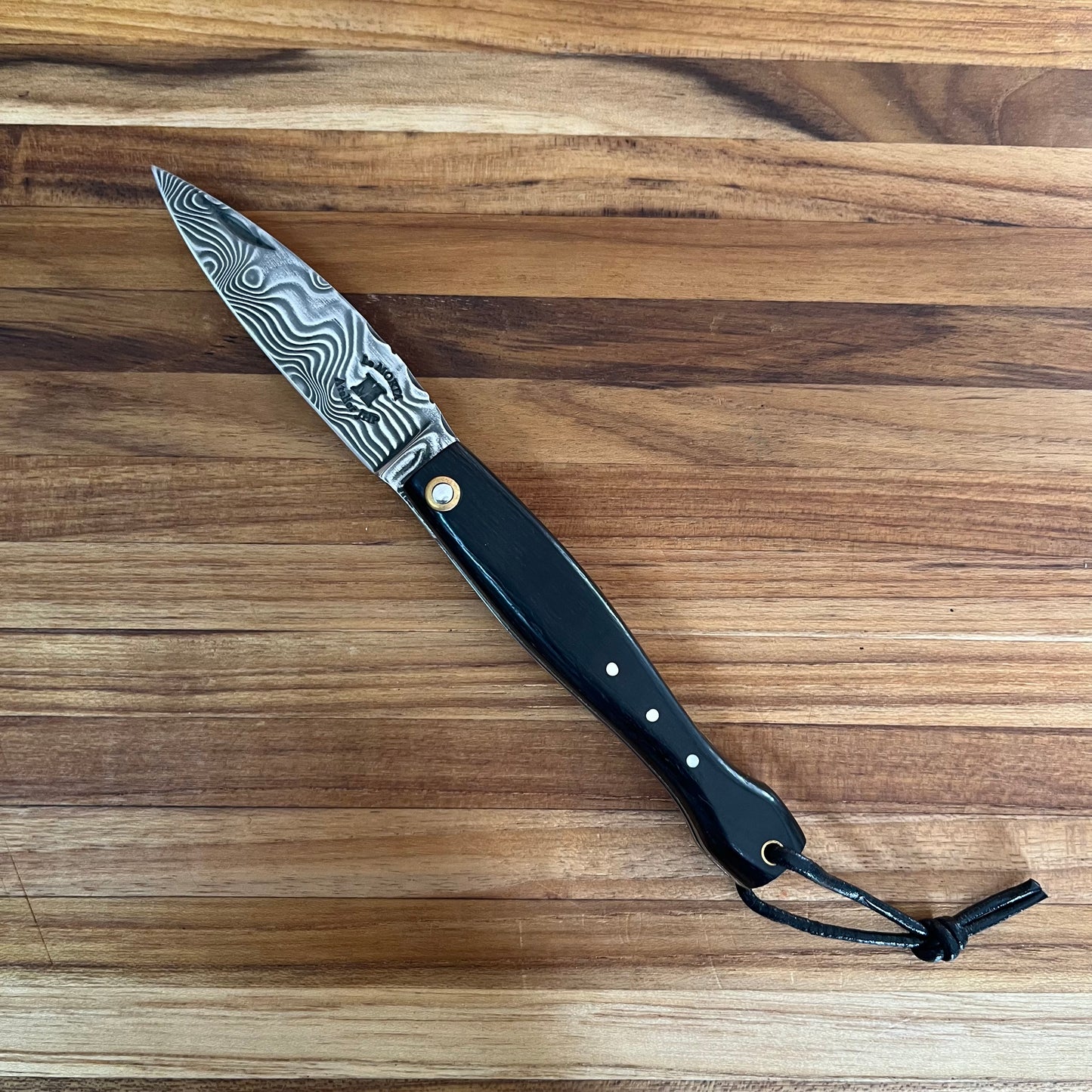 Le Morta Mini Solid 2.75" Folding Knife w/ Damascus Blade and Ivory Handle
