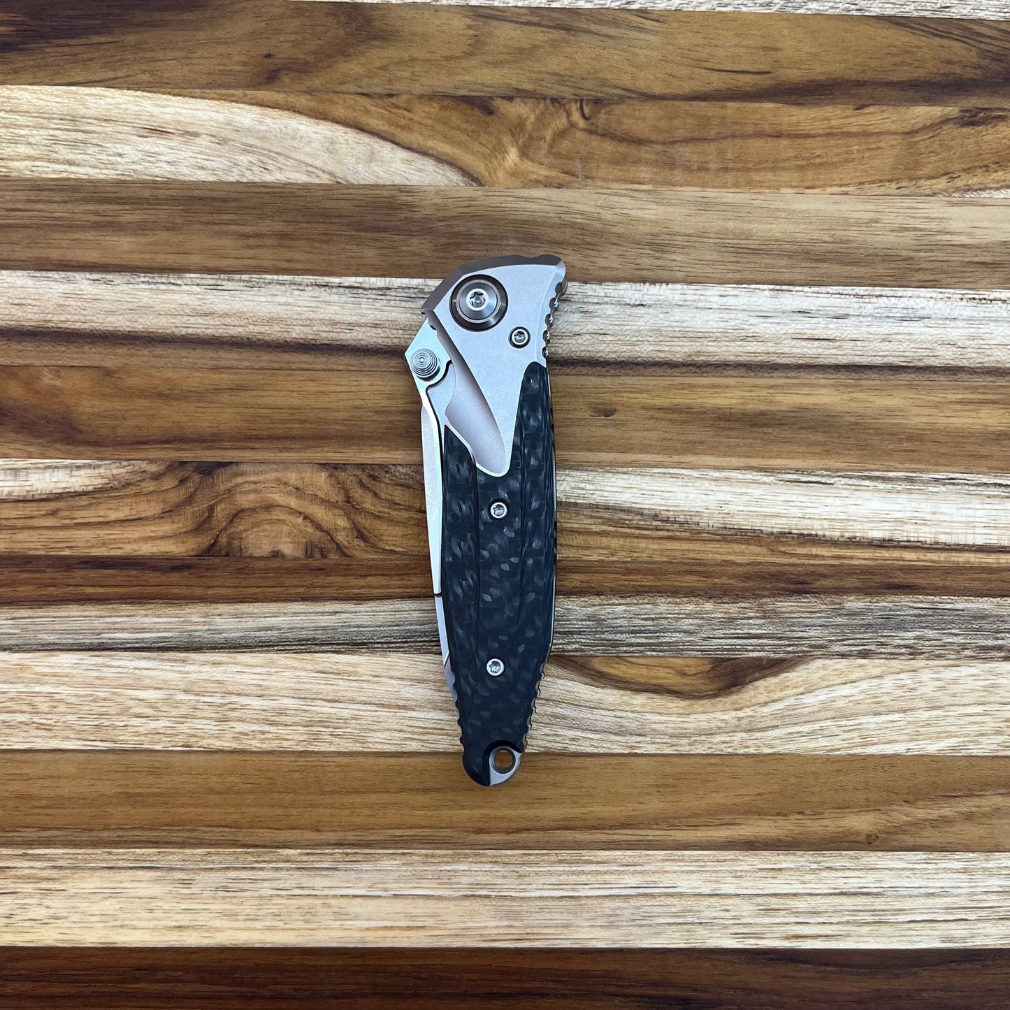 Microtech Socom Bravo Mini T/E 3.5" Bead Blast P/S Folding Knife w/ TI Pivot & Titanium/Carbon Fiber Handle