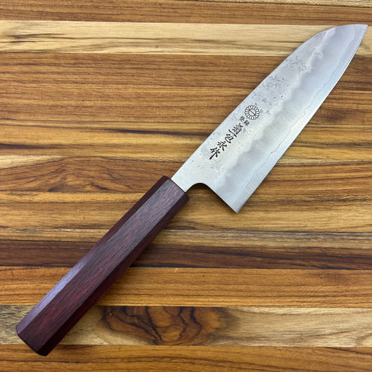 Kikuichi *LIMITED EDITION* Ginsan Nashiji 165mm (6.5") Santoku w/ Red Lacquer Oak Handle