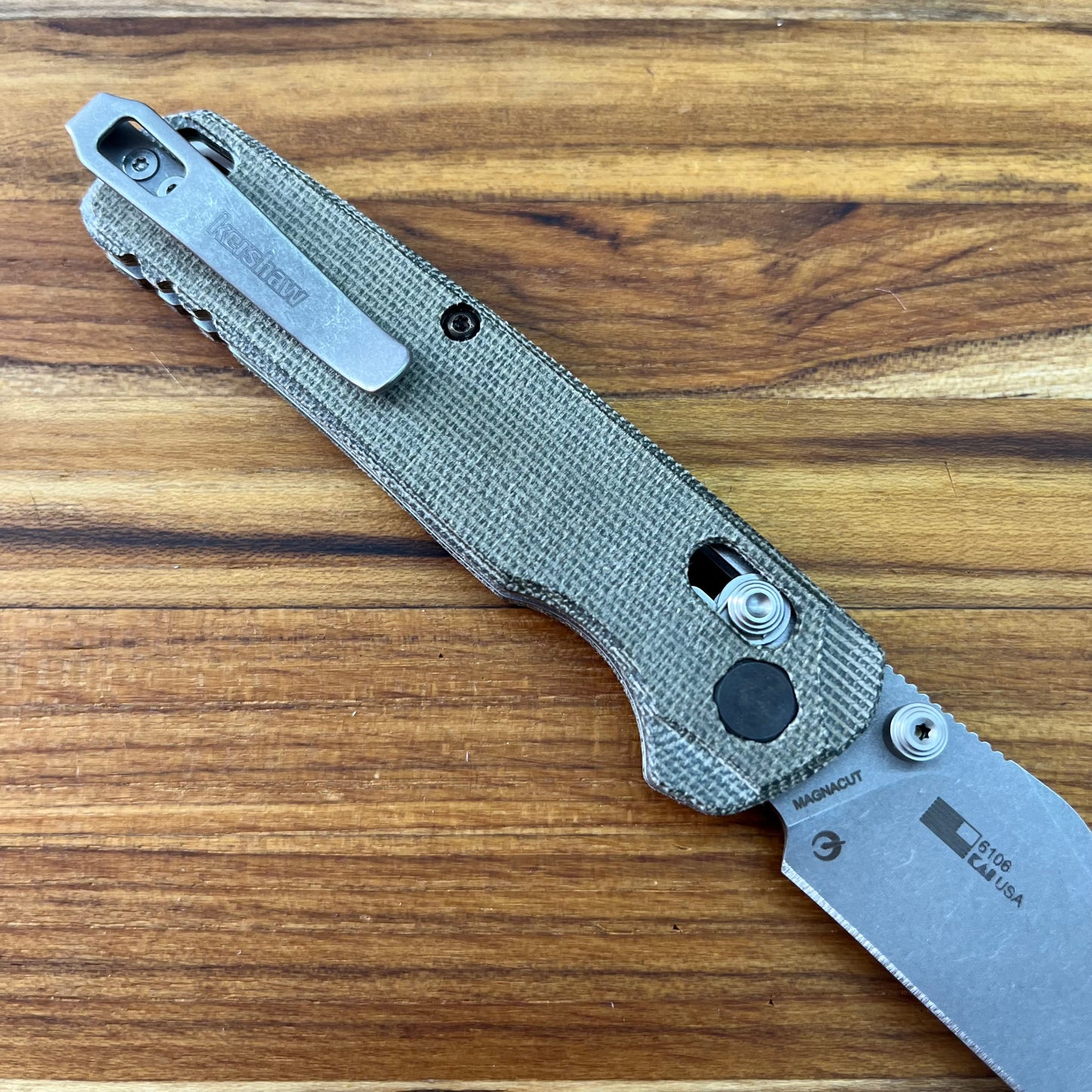 Kershaw Bel Air Clip Point 3" Folding Knife w/ Olive Canvas Micarta Handle