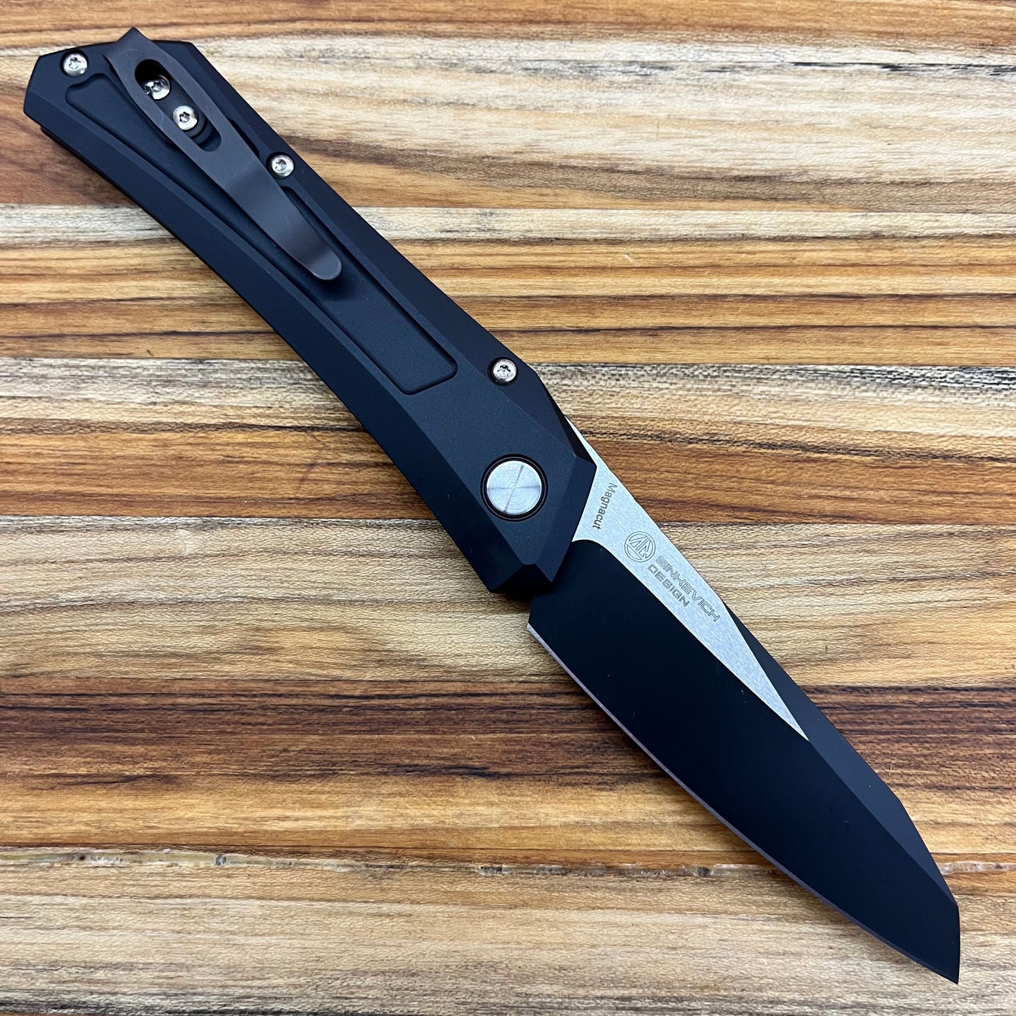 Pro-Tech *Limited Edition* Oligarch 3.25" 2-Tone DLC/Satin Auto w/ Black Aluminum & Mother of Pearl Button