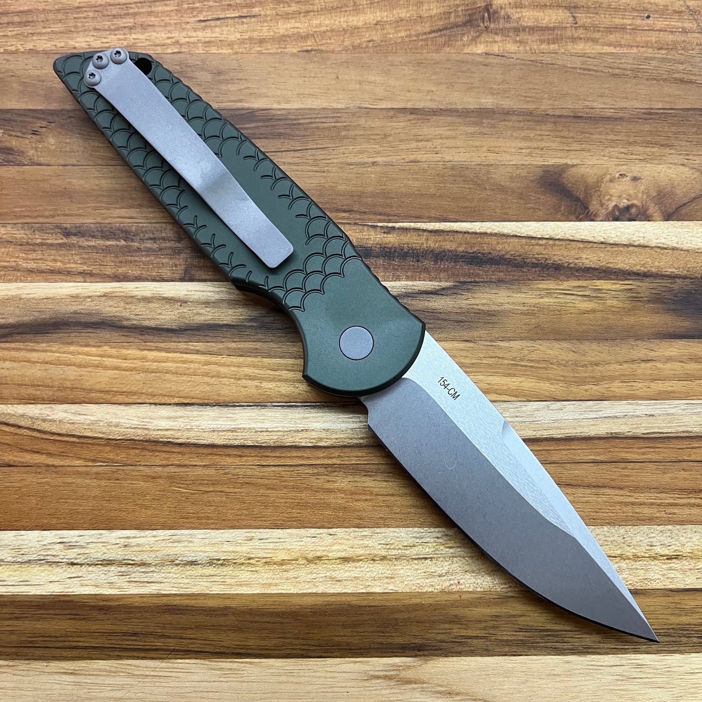 Pro-Tech TR-3 3.5" Auto w/ Green Fishscale Handle