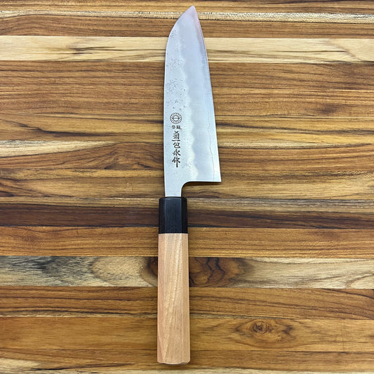 Kikuichi *LIMITED EDITION* Ginsan Nashiji 165mm (6.5") Santoku w/ Cherry Handle