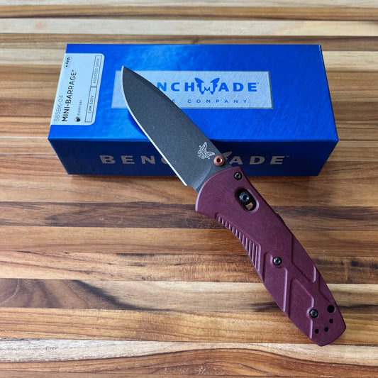 Benchmade Mini Barrage 3” Folding Knife w/ Redstone Richlite Handle