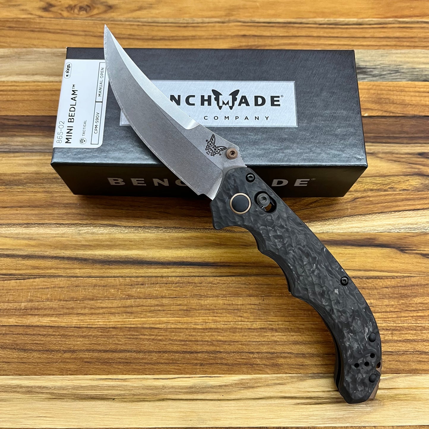 Benchmade Mini Bedlam 3.5” Folding Knife Marbled Carbon Fiber