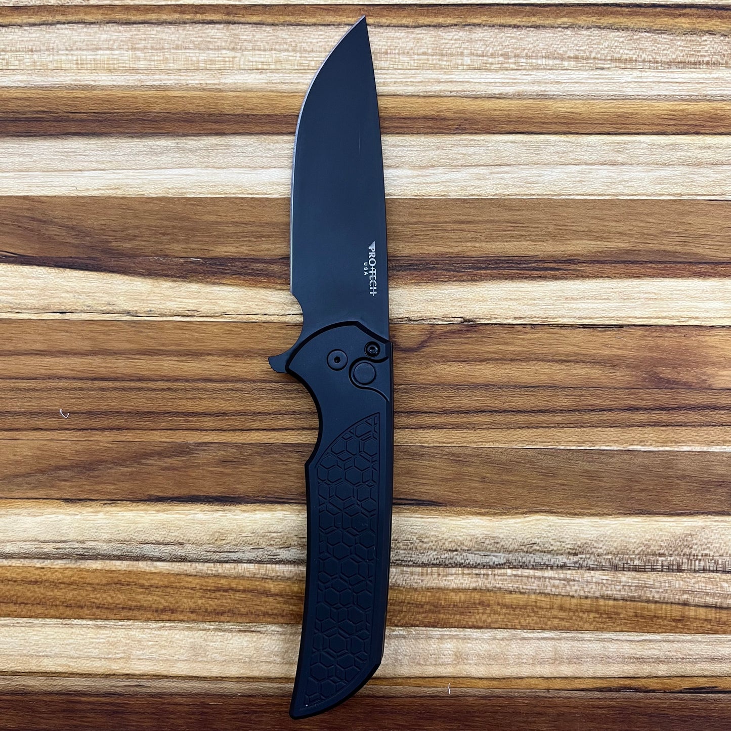 Pro-Tech Mordax 3.5" All Black Flipping Knife w/ Gridlock Texture