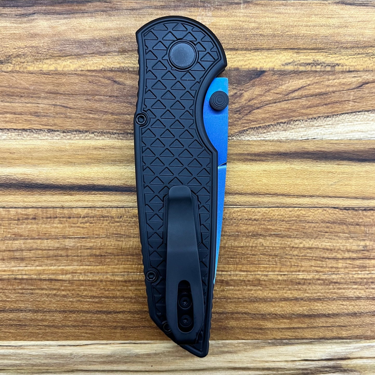 Pro-Tech TR-3 Integrity 3.5" Sapphire Blue Folding Knife w/ Black Relic Textured Handle