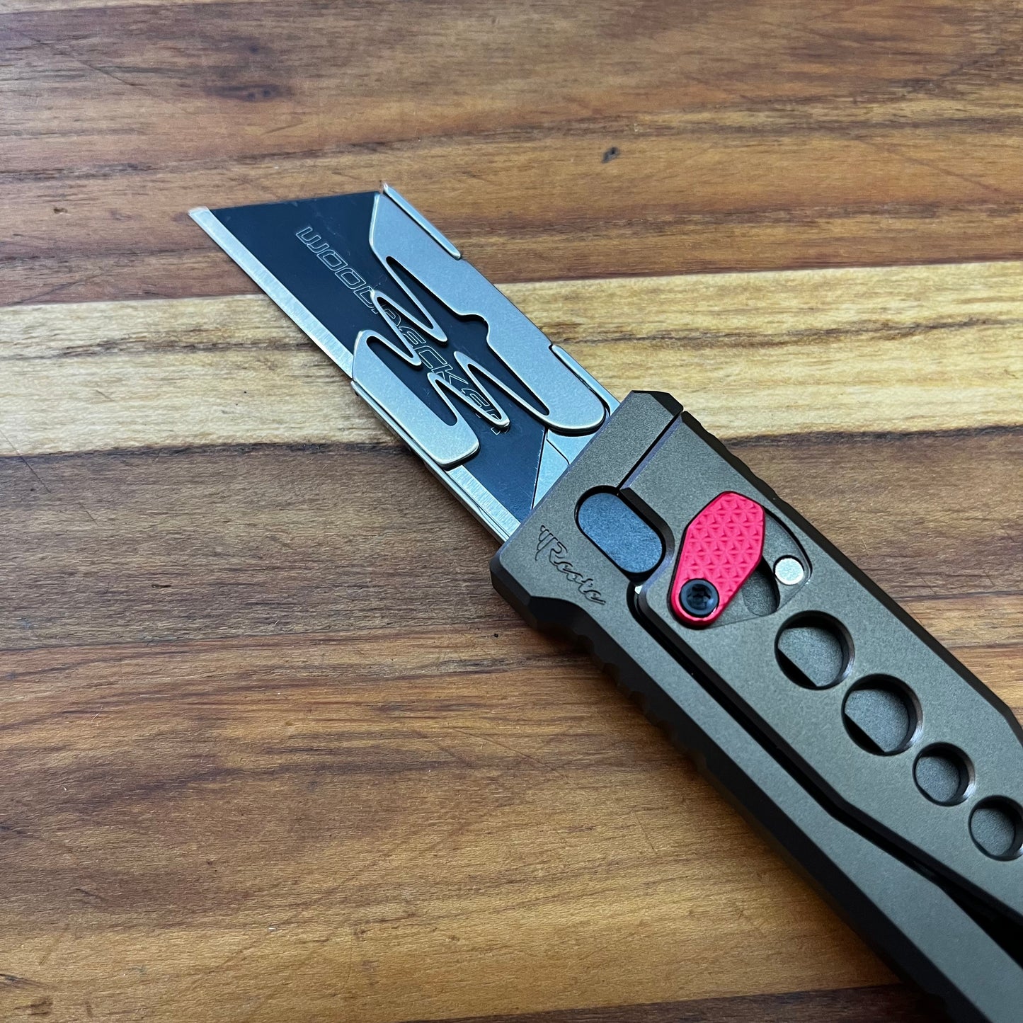 Reate Exo-U Gravity 2.5" Utility Knife w/ Speedhole Copper Aluminum Handle