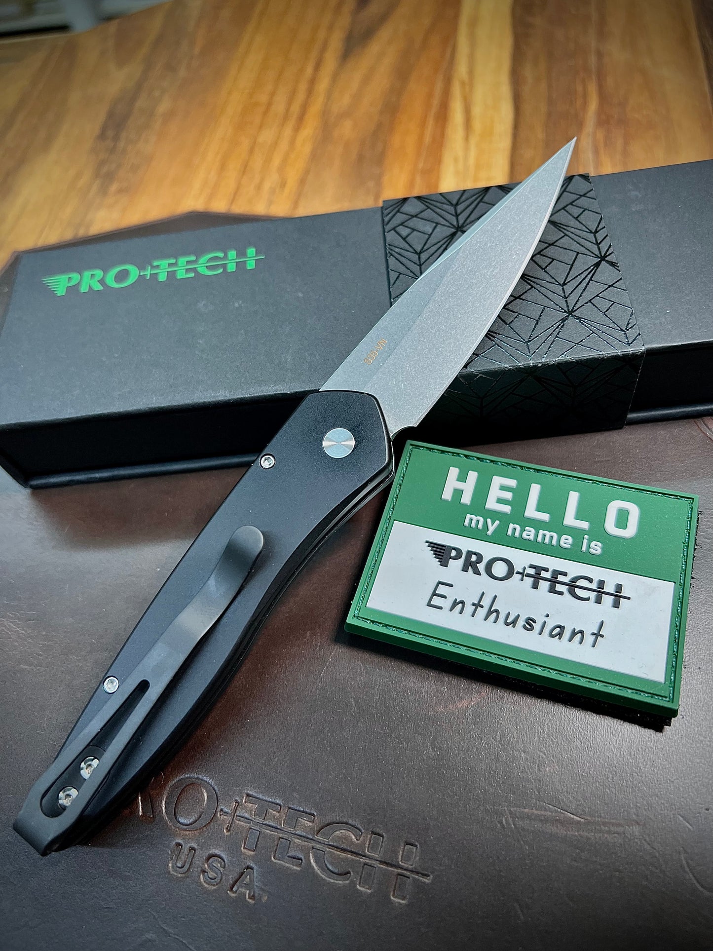 Pro-tech 3436 Newport Black Wave Patterned Aluminum S35vn Auto